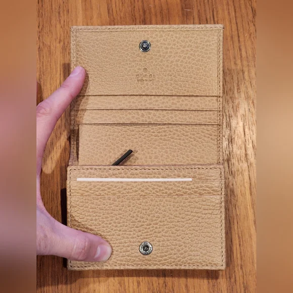 $540 Brand New Gucci Marmont GG Card Case Women's Leather Wallet Beige/Pink - Picture 4 of 8